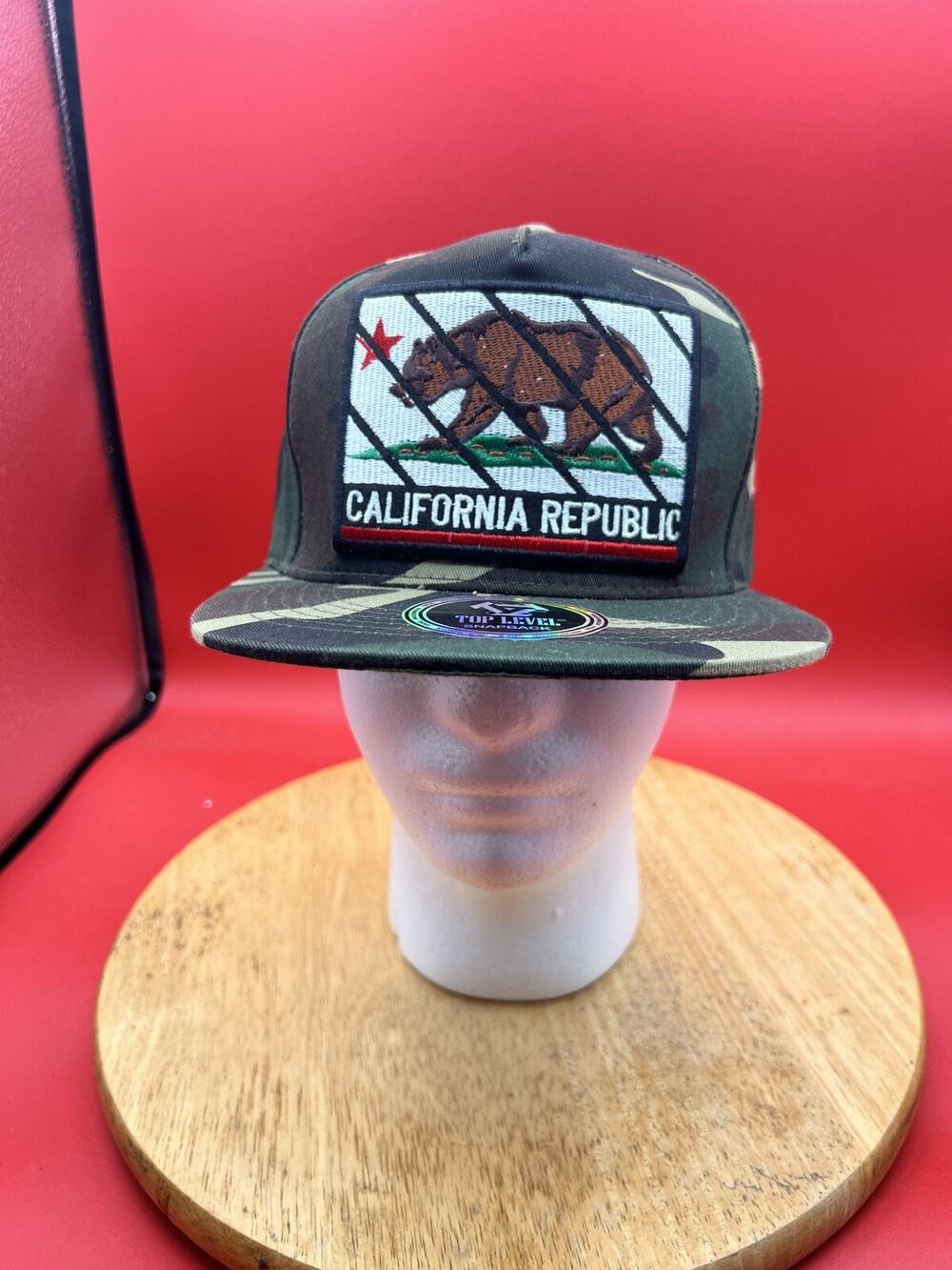 Top Level Hustle Snapback Hat Flat Bill Adjustable Streetwear Cap CALIF Flag